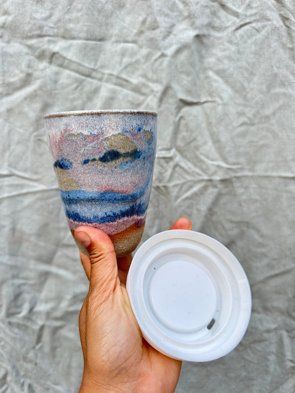 L Blue Sunset Travel Cup